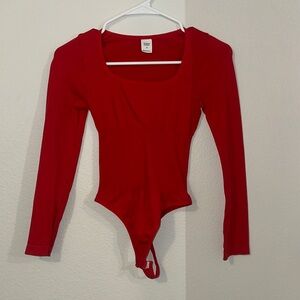 Red Long Sleeve Bodysuit